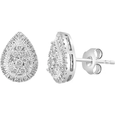 Effy Sterling Silver Diamond Pear Stud Earrings In Metallic