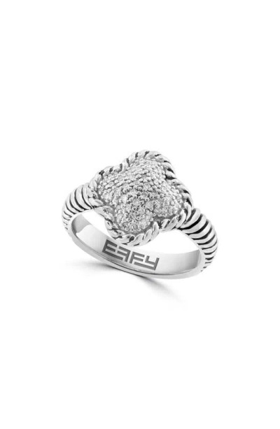 Effy Sterling Silver Diamond Ring In Metallic