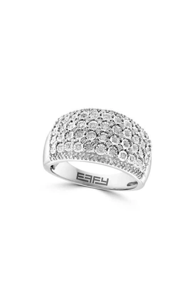 Effy Sterling Silver Diamond Ring In Metallic