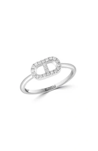 Effy Sterling Silver Diamond Ring In White Gold