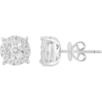 Effy Sterling Silver Diamond Round Stud Earrings In Metallic