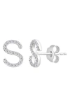 Effy Sterling Silver Diamond 's' Initial Stud Earrings In Silver