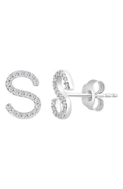 Effy Sterling Silver Diamond 's' Initial Stud Earrings