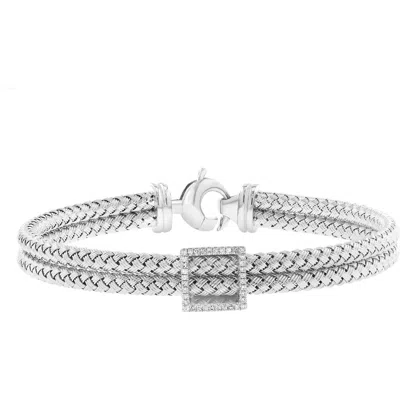 Effy Sterling Silver Diamond Square Double Chain Bracelet In Brown