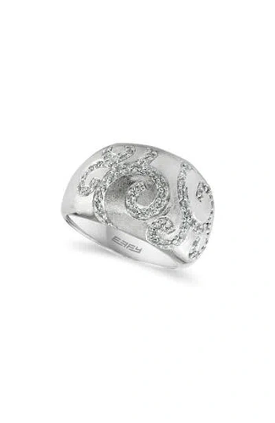 Effy Sterling Silver Diamond Swirl Ring In Metallic