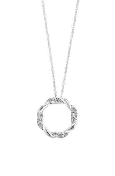 Effy Sterling Silver Diamond Twisted Open Circle Pendant Necklace In Metallic