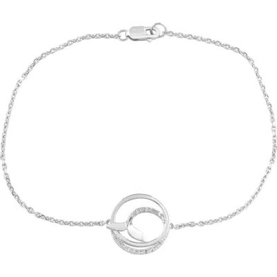 Effy Sterling Silver Diamond Whale Tail Circle Bracelet In Metallic