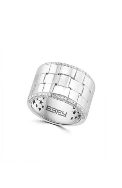 Effy Sterling Silver Diamond Woven Band Ring