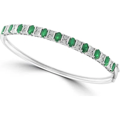 Effy Sterling Silver Emerald & Diamond Bangle In Multi