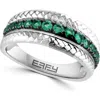 Effy Sterling Silver Emerald Braided Band Ring In Green