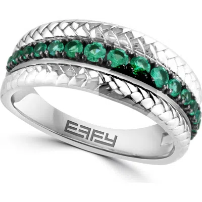 Effy Sterling Silver Emerald Braided Band Ring In Green