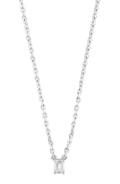 Effy Sterling Silver Emerald Cut Diamond Pendant Necklace In White
