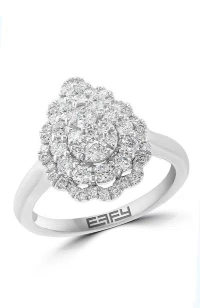 Effy Sterling Silver Evermore Diamond Ring In Metallic Silver