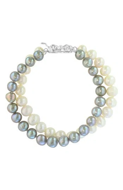 Effy Sterling Silver Freshwater Pearl Double Strand Bracelet In Blue