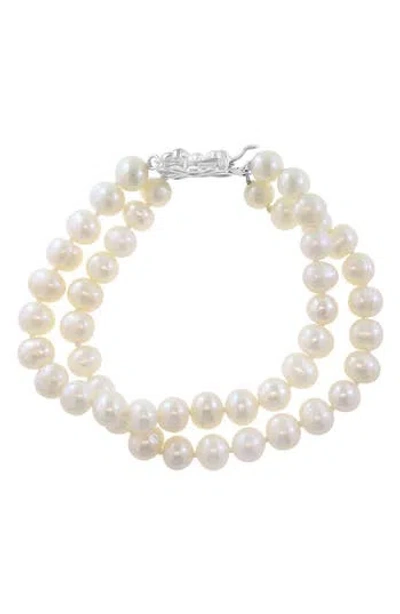 Effy Sterling Silver Freshwater Pearl Double Strand Bracelet In Metallic