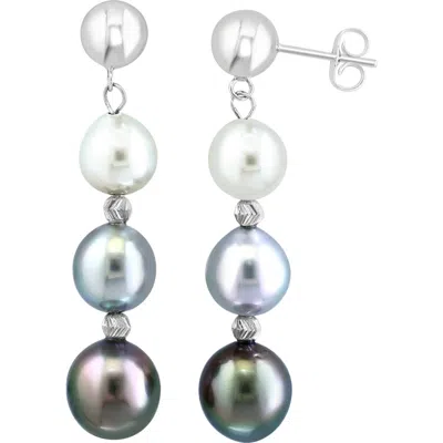 Effy Sterling Silver Freshwater Pearl Drop Earrings In Metallic