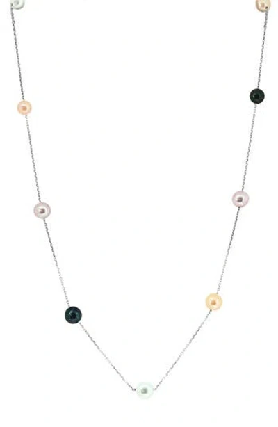 Effy Sterling Silver Freshwater Pearl Station Necklace In Metallic