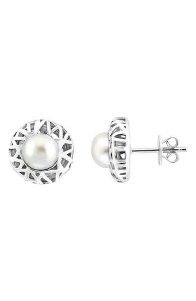Effy Sterling Silver Freshwater Pearl Stud Earrings In White