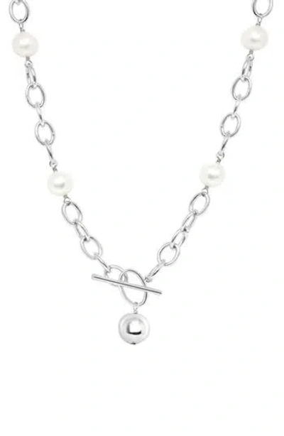 Effy Sterling Silver Freshwater Pearl Toggle Necklace In Metallic