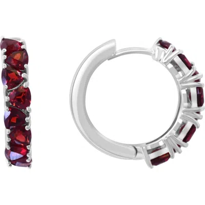 Effy Sterling Silver Garnet Huggie Hoop Earrings In Red
