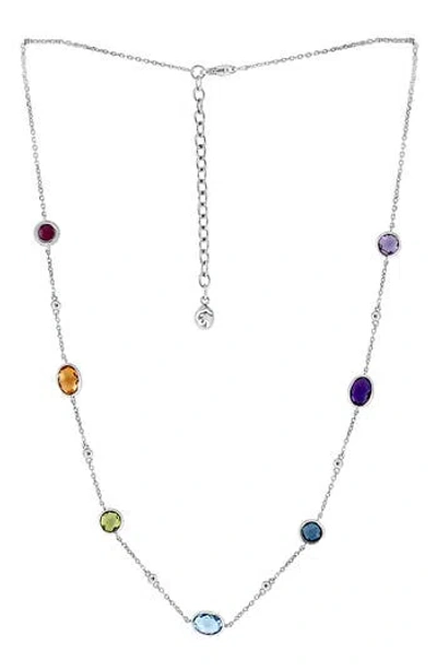 Effy Sterling Silver Gemstone Station Chain Necklace In Metallic