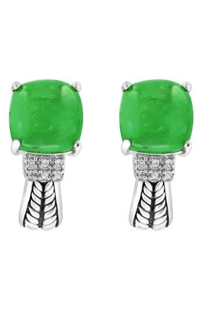 Effy Sterling Silver Jade & Diamond Lever Back Earrings In Green