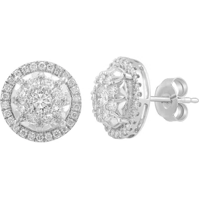 Effy Sterling Silver Lab Grown Diamond Cluster Stud Earrings In Metallic