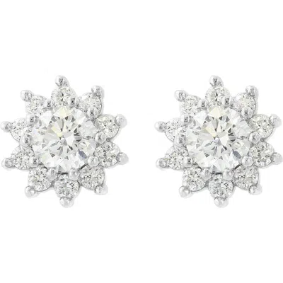 Effy Sterling Silver Lab Grown Diamond Floral Stud Earrings In Metallic