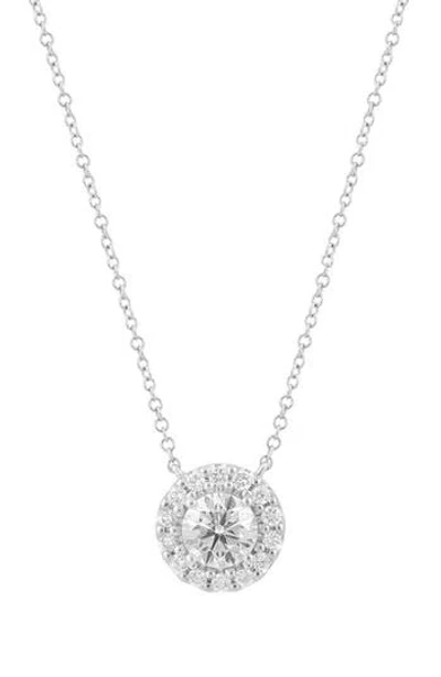 Effy Sterling Silver Lab Grown Diamond Halo Pendant Necklace In Metallic
