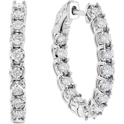 Effy Sterling Silver Lab Grown Diamond Hoop Earrings