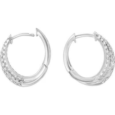 Effy Sterling Silver Lab Grown Diamond Huggie Hoop Earrings In Orange