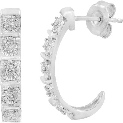 Effy Sterling Silver Lab Grown Diamond J-hoop Earrings