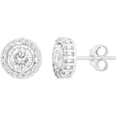 Effy Sterling Silver Lab Grown Diamond Stud Earrings In Pink