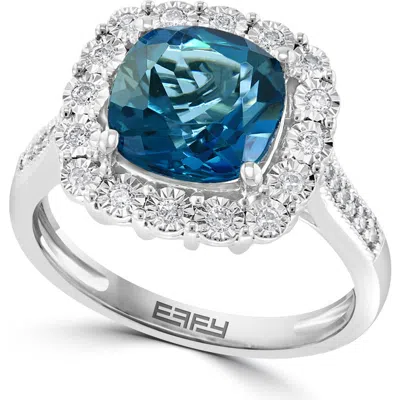 Effy Sterling Silver London Blue Topaz & Diamond Ring In Metallic