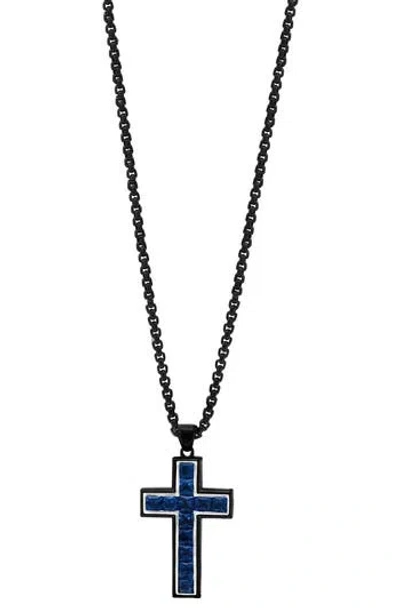 Effy Sterling Silver London Blue Topaz Cross Pendant Necklace