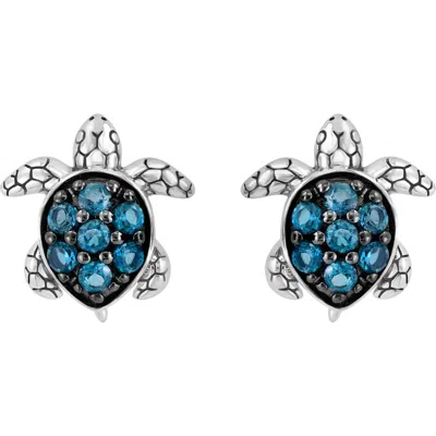 Effy Sterling Silver London Blue Topaz Turtle Stud Earrings