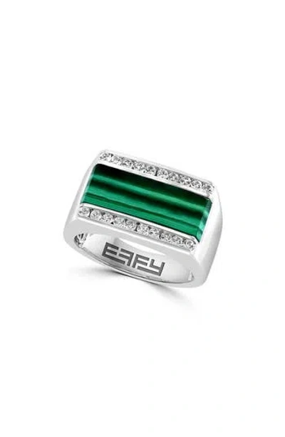 Effy Sterling Silver Malachite Ring In Metallic