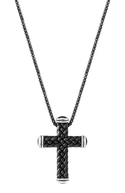 Effy Sterling Silver Onyx Cross Pendant Necklace In Black