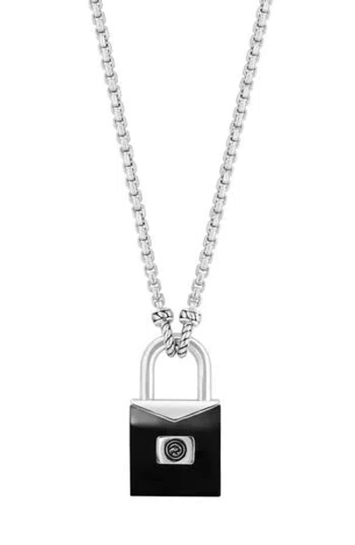 Effy Sterling Silver Onyx Lock Pendant Necklace In Black