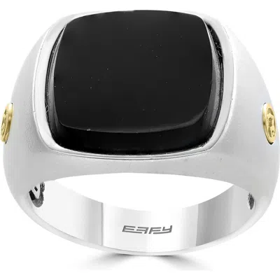Effy Sterling Silver Onyx Signet Ring In Black