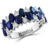 Effy Sterling Silver Oval Sapphire & Round Diamond Band Ring In Blue