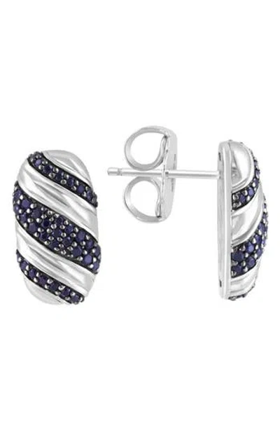 Effy Sterling Silver Pavé Black Spinel Oval Stud Earrings
