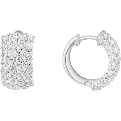 Effy Sterling Silver Pavé Cubic Zirconia Huggie Hoop Earrings