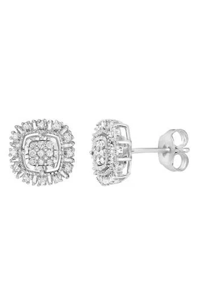 Effy Sterling Silver Pavé Diamond Cushion Stud Earrings In Metallic