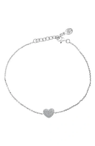 Effy Sterling Silver Pavé Diamond Heart Bracelet In Metallic
