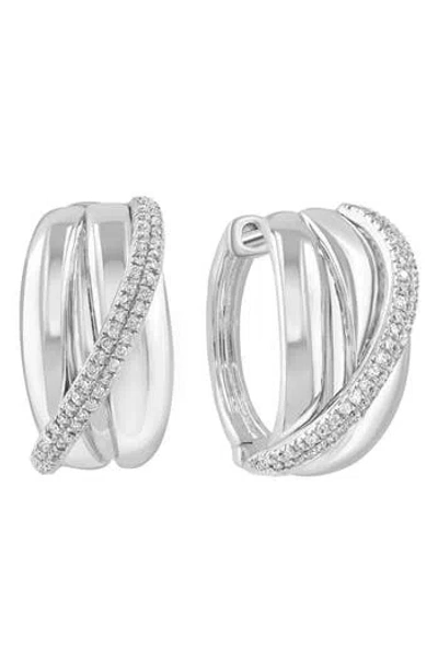 Effy Sterling Silver Pavé Diamond Huggie Hoop Earrings In Pink