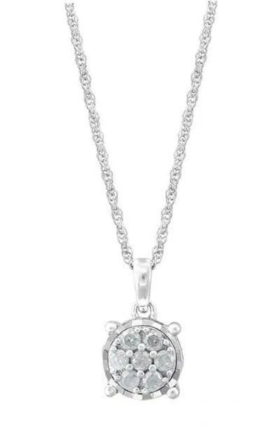 Effy Sterling Silver Pavé Diamond Round Pendant Necklace In Orange