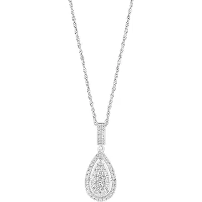 Effy Sterling Silver Pavé Diamond Teardrop Pendant Necklace In Gray