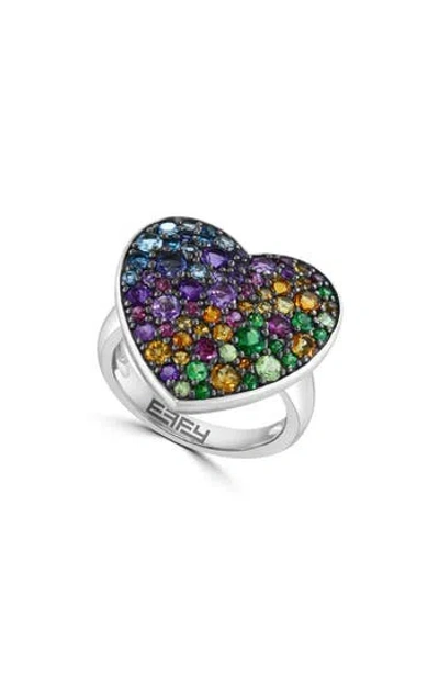 Effy Sterling Silver Pavé Semiprecious Stone Heart Ring In Gray