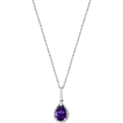 Effy Sterling Silver Pear Cut Amethyst Pendant Necklace